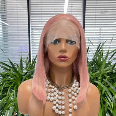 Lace Frontal Pink Bob Synthetic Wigs,150% Density|3x2.5-3 Lace Cap with Natural Hairline