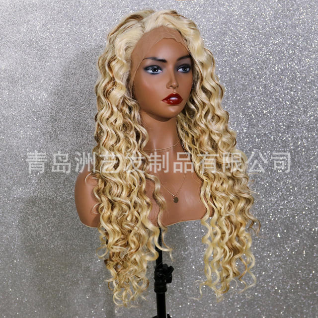 Lace Frontal  Mix T27 with 613 Color/Mix Light Pink with Rosy Color  Synthetic Wigs ,150% Density 24 Inches|3x2.5-3 Lace Cap with Natural Hairline