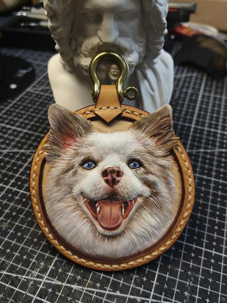Luckypeti Custom Round Pet Leather Art Diameter 7.5cm
