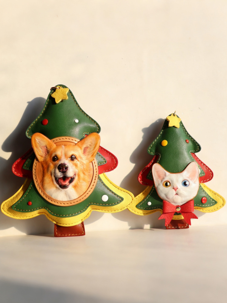 LuckyPeti Custom Christmas Theme Leather Pets Portrait