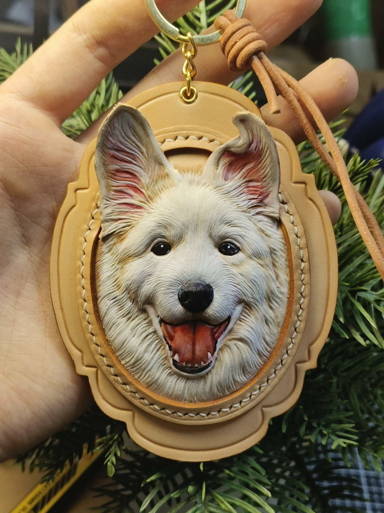 Luckypeti Custom Leather Pet Portrait European Filigree Style