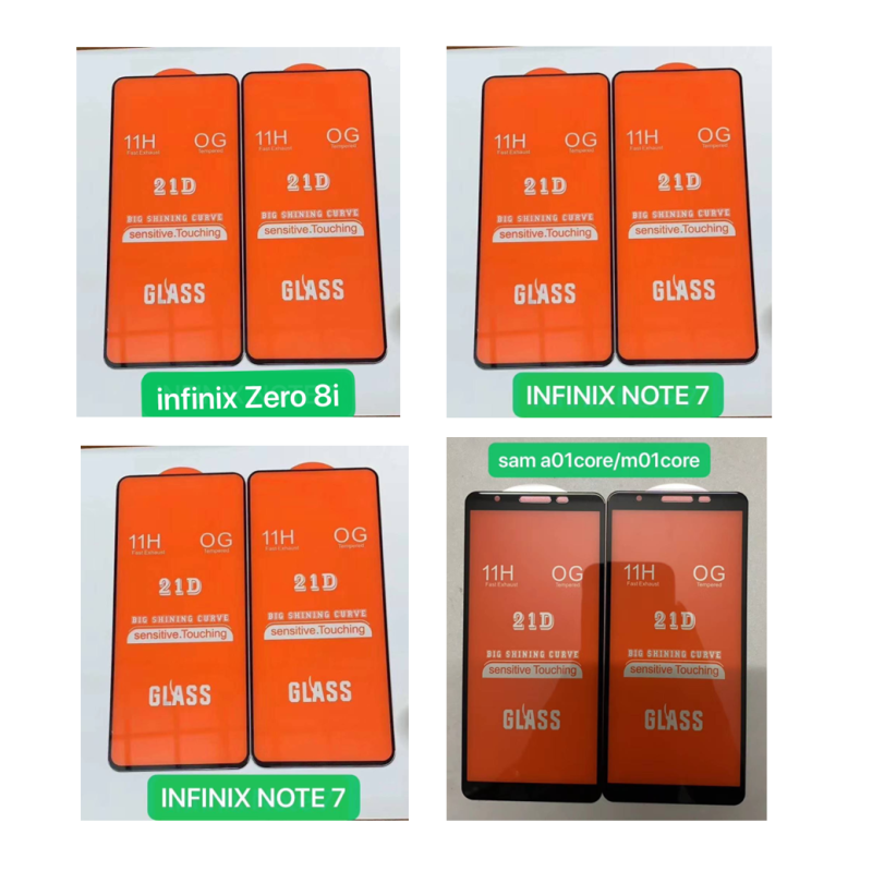 21D glass good quality big edge tempered glass for all mobile phone competitive price for all models for Sam tecno infinix opp iph screen protector
