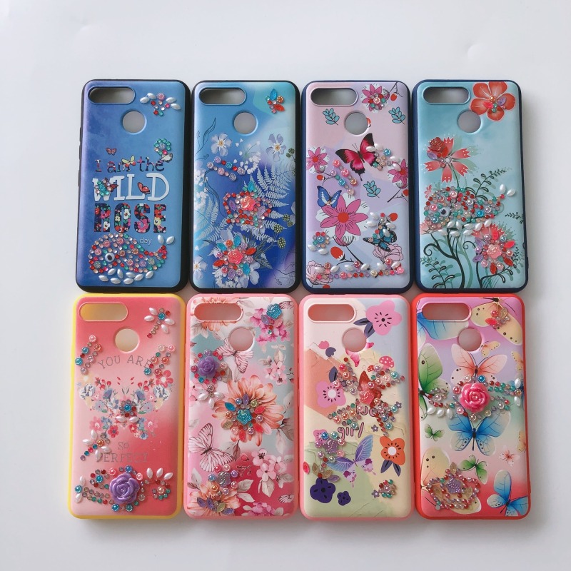 New Design Crystal Real Dry Flower with diamond Phone Case for INFINIX X682 HOT10