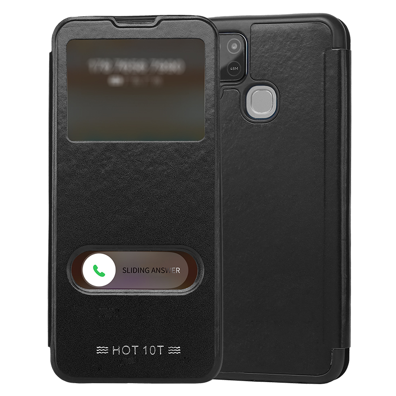 HOT SALES Factory PU leather phone case LIONKING DOUBLE WINDOW tecno SPARK 8 PRO