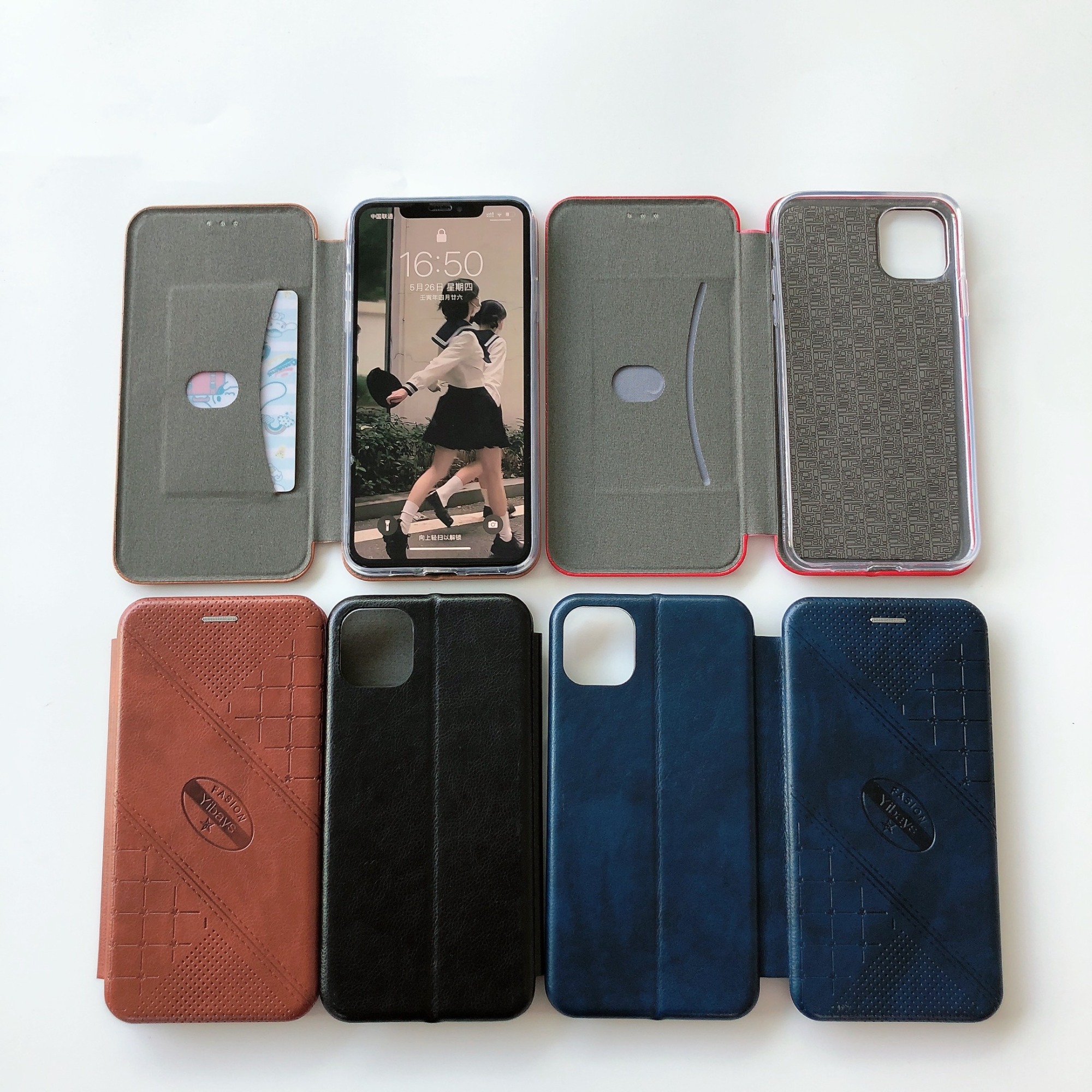 High Quality PU Leather phone Case For i Phone 13 13Pro Max Mini X XS XR 7 8 Plus Flip Phone Cover