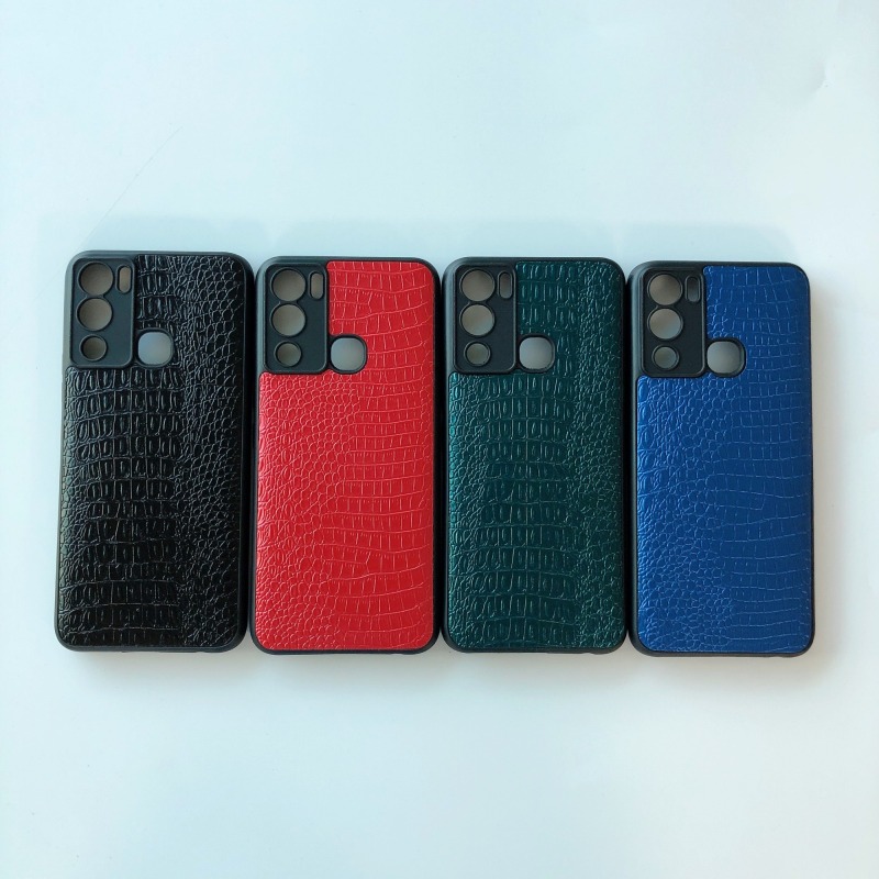 New design soft tpu Stick Leather phone case for tecno sparkt9t camon19 back cover