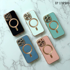 Electroplated magnetic suction anti-drop camera lens protection of mobile phone case for iphone 13