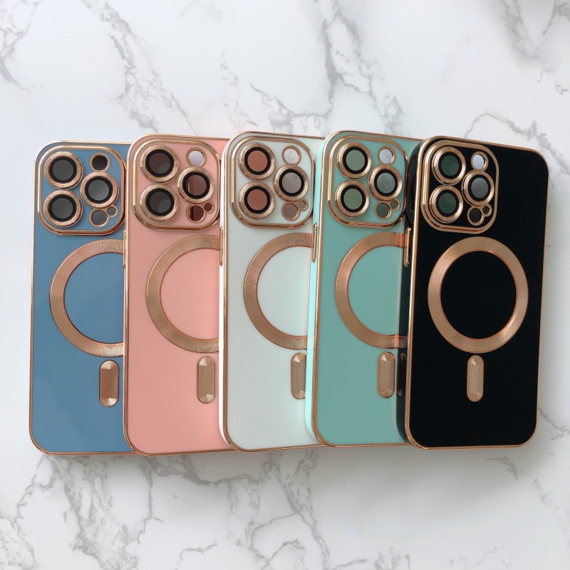 Electroplated magnetic suction anti-drop camera lens protection of mobile phone case for iphone 13