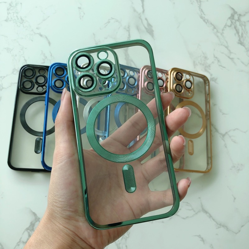 New model soft phone case 6D electroplating magnetic suction Shockproof Magnetic Wireless Charger Phone Case for iPhone 13