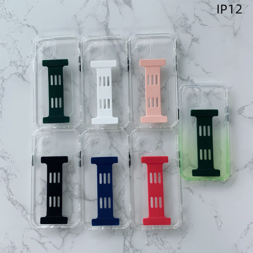 Best selling transparent TPU phone case Fully protected wrist strap transparent iphone 12 12 pro