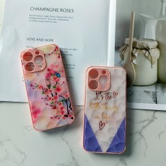 2023 Flower Diamond pattern Hard Cover Shine Glass Hard Mobile Phone case for SAM S23 ULTRA S23 PLUS S23