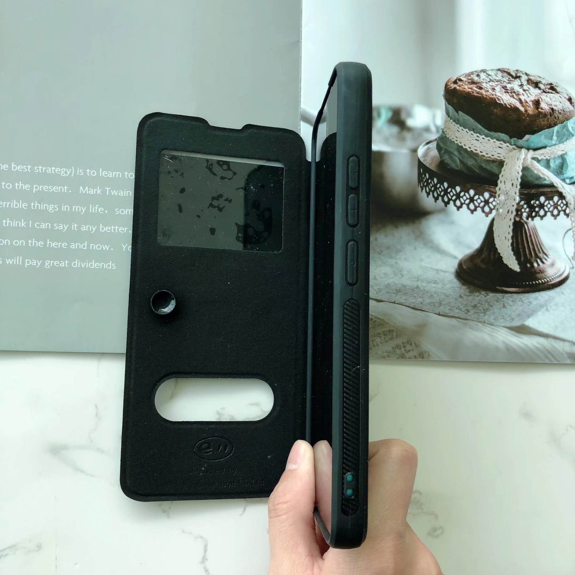 Factory wholesale fancy design Lionking Double WINDOW TPU+PU+PC for TEC CAMON 20PRO POVA5 Phone case