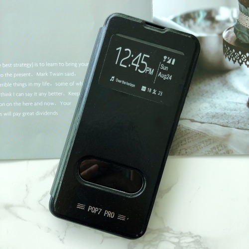 Factory wholesale fancy design Lionking Double WINDOW TPU+PU+PC for TEC CAMON 20PRO POVA5 Phone case