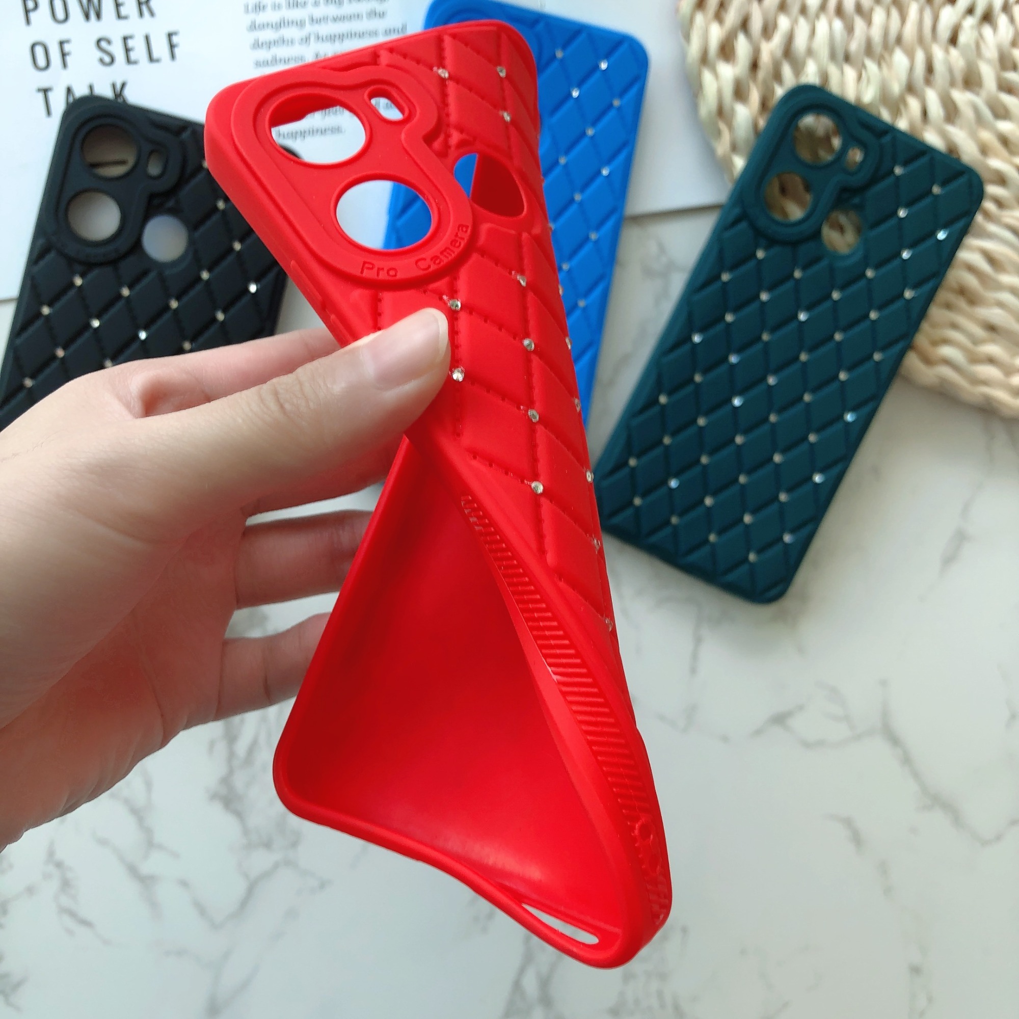 Factory Wholesale African Bestseller Sheepskin Tpu Dot Diamond Phone Case Suitable for TEC CAMON 20 CAMON 20 PRO