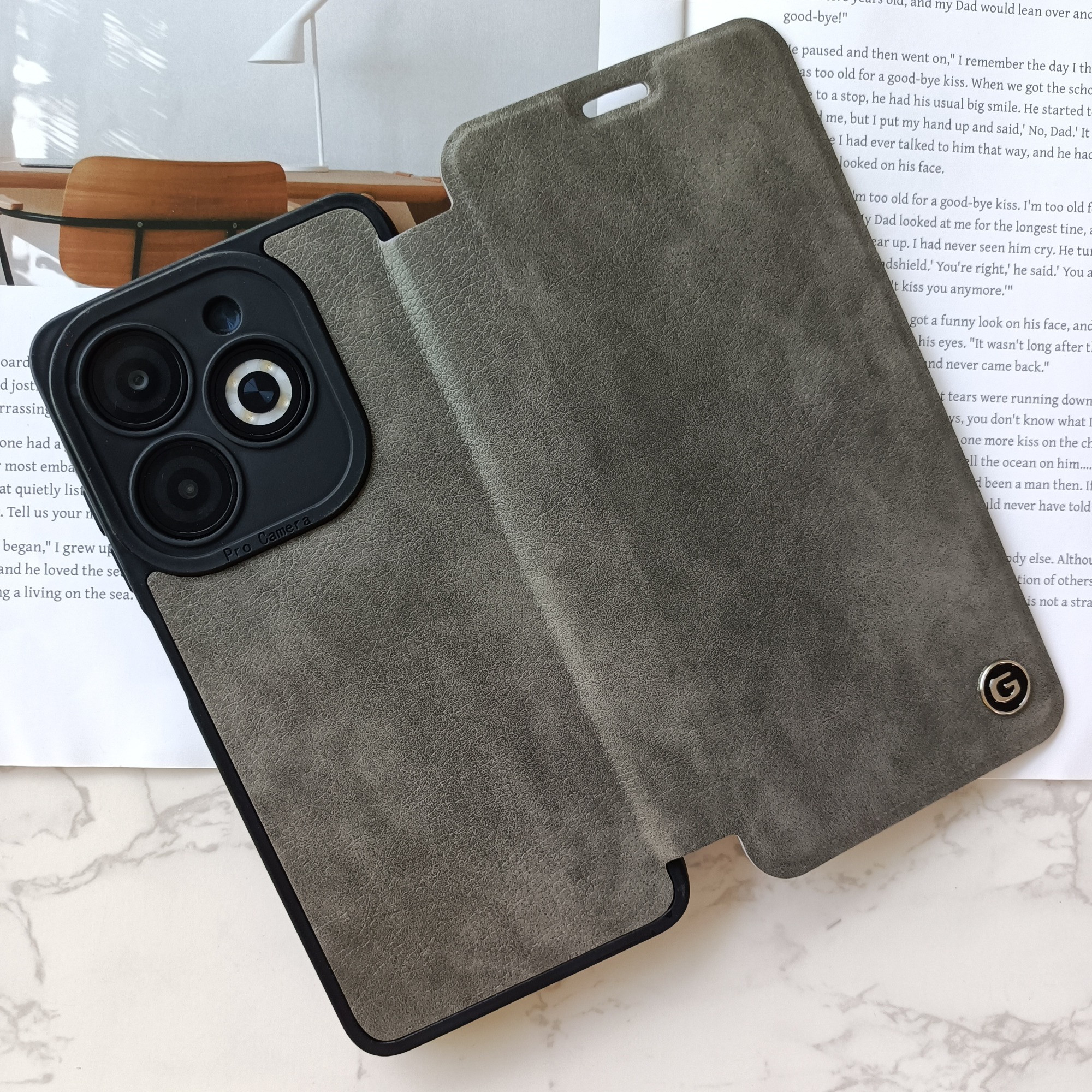 Leather flipcover with G logo Mobile phone case for INF NOTE 40 4G NOTE 40 PRO