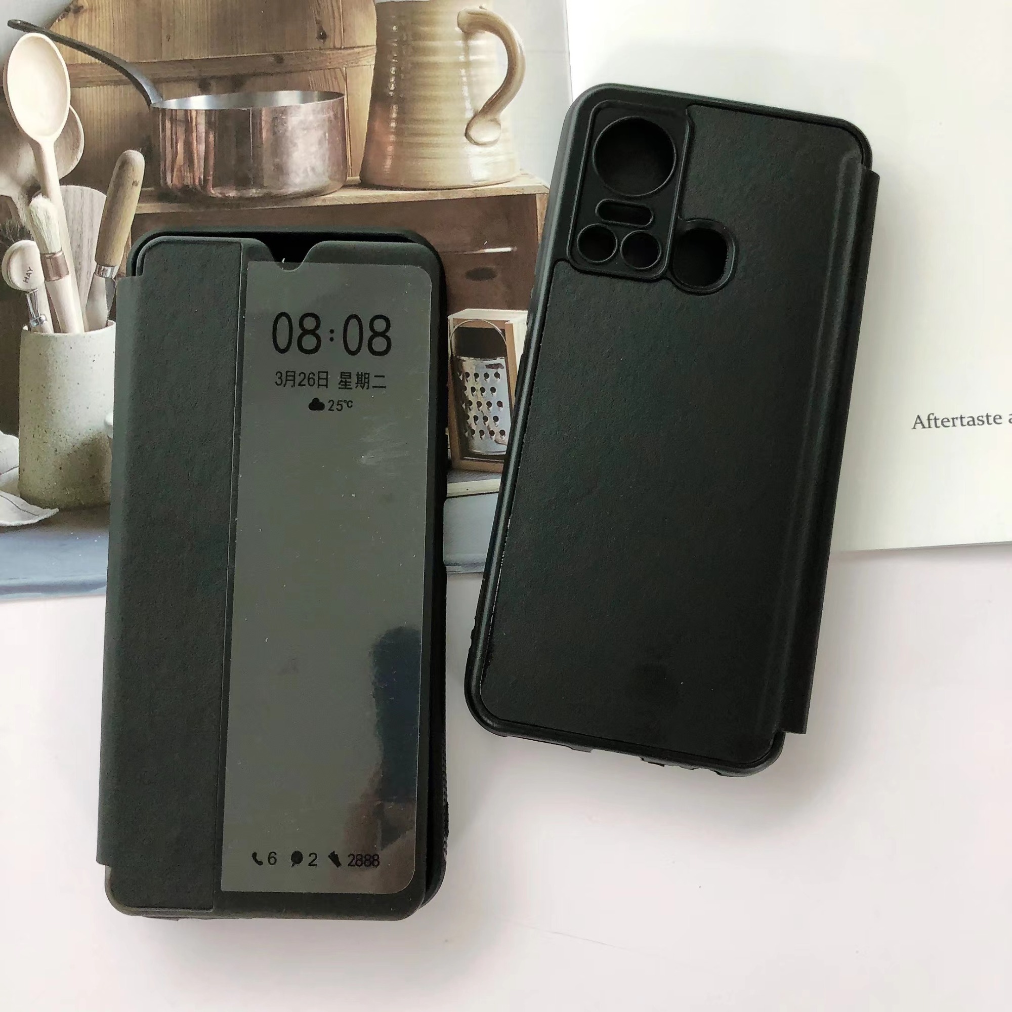 Factory wholesale hot selling Smart View Flip Cover TPU+PC+ PU for IT P55 4G A50 A05S phone case