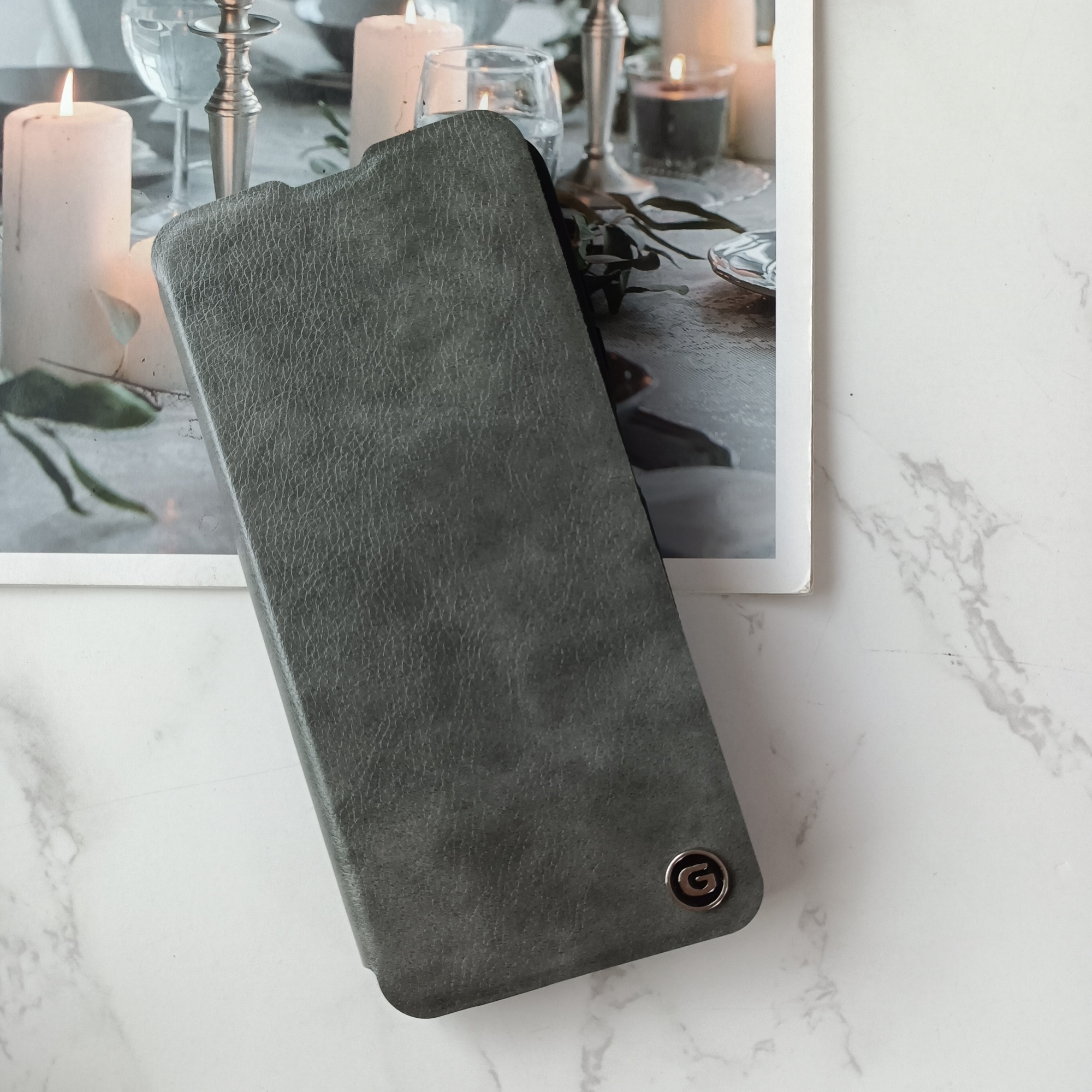 Wholesale flip cover with G logo for RED NOTE 14 Leather cover