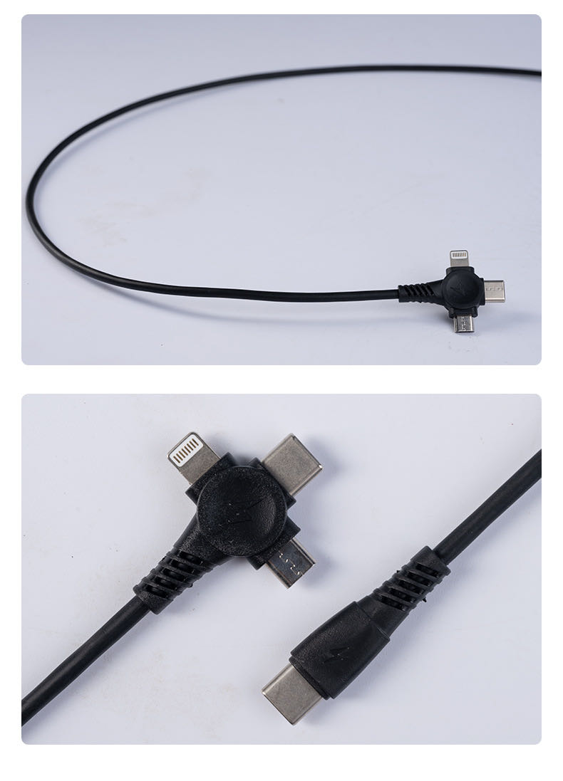1.5m 1.5A Factory Wholesale 3 in 1 PVC Material Charging Cable for USB-V8 Type c Iph