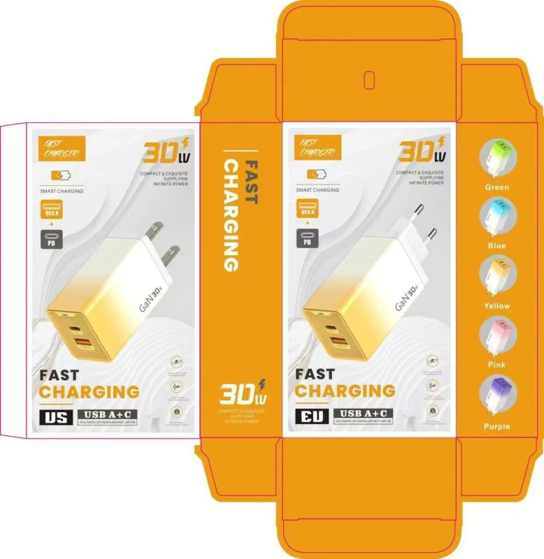 EU US UK 12W 20W Fast Charger PD QC USB Type C Quick Wall Charger 3 Port