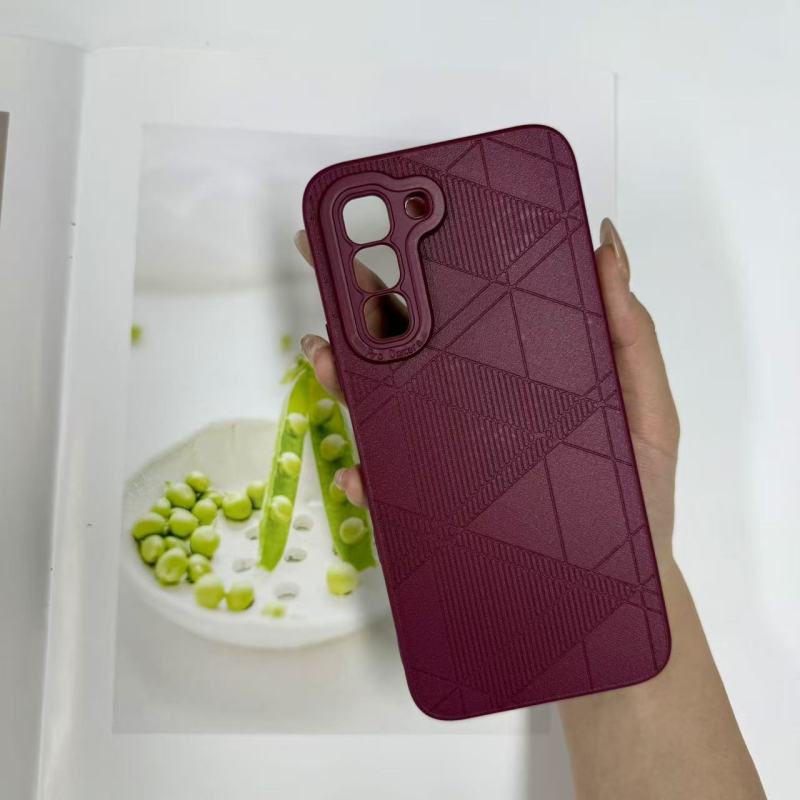 Grid-Patterned Leather-Texture Phone Case For SAM A13 A16 A17 A06 A07 A57