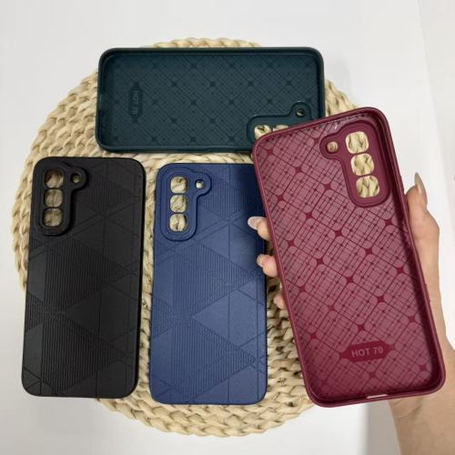 Grid-Patterned Leather-Texture Phone Case For SAM A13 A16 A17 A06 A07 A57