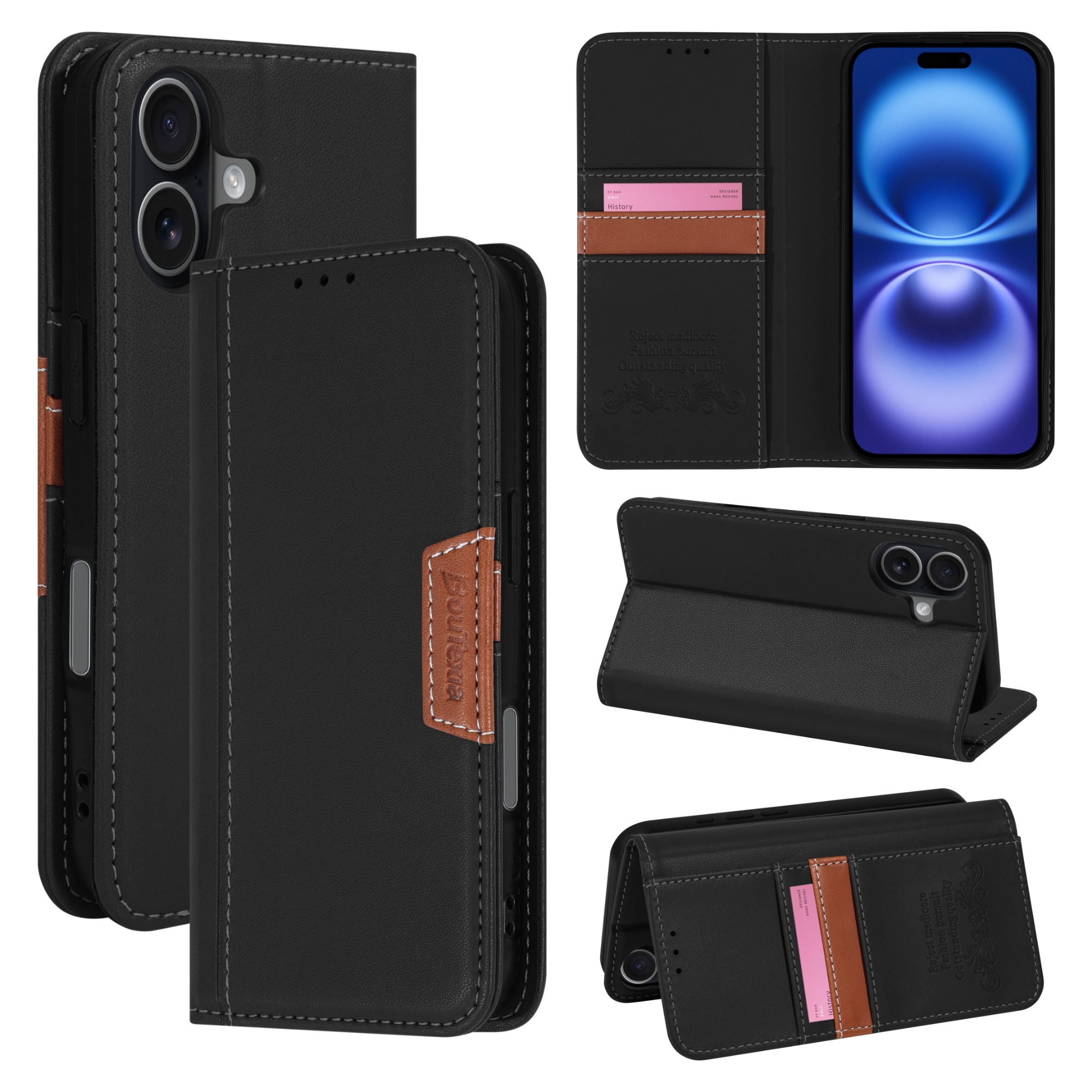 Market Hot Item Stitched Magnetic-Closure Leather Phone Case For IP 17 16 15 14 13 PRO MAX