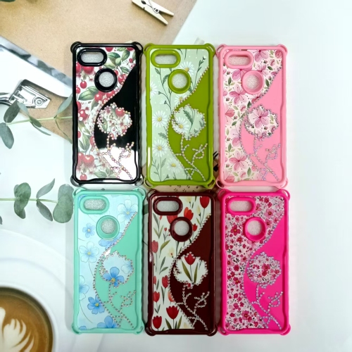 Factory Direct Solid Color Printed Rhinestone Inlaid Four Corner Anti-drop Phone Case for Pixel 3