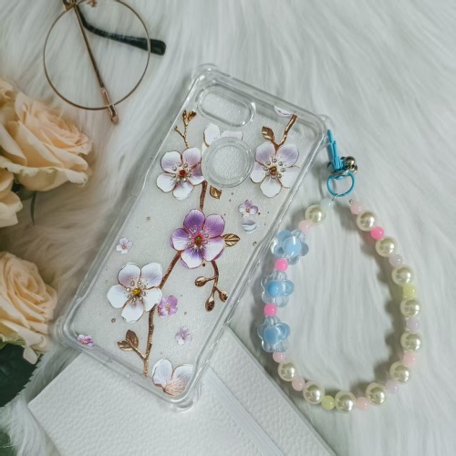 New Practical Four-Corner Shockproof Clear Printed Rhinestone Phone Case for Google Pixel 3 / 4 / 6 Pro