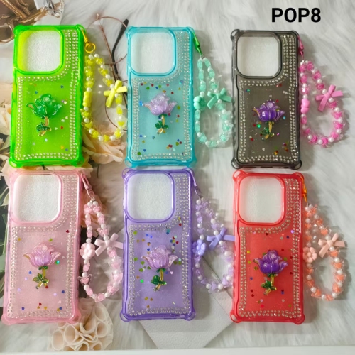 Hot Selling Macaron Color Four-Corner Shockproof Clear Drip Glue Phone Case for Tecno POP 8