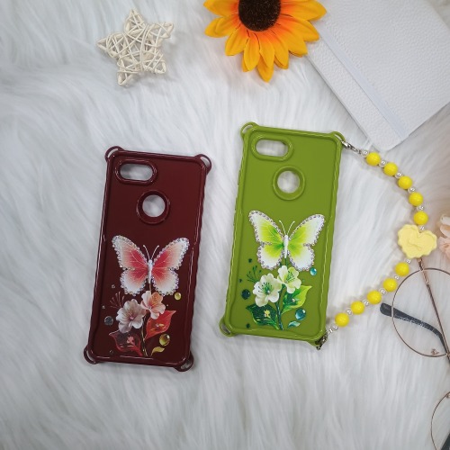 High Quality New Arrival Four-Corner Shockproof Solid Color Printed Rhinestone Phone Case for Google Pixel 3 / 4 / 5