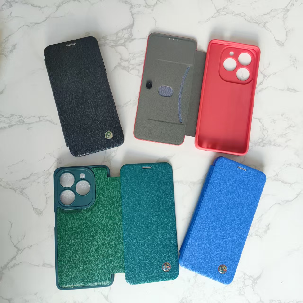 Tecno Camon Slim Flip Phone Case Litchi Grain Leather Magnetic Protective Phone Cover