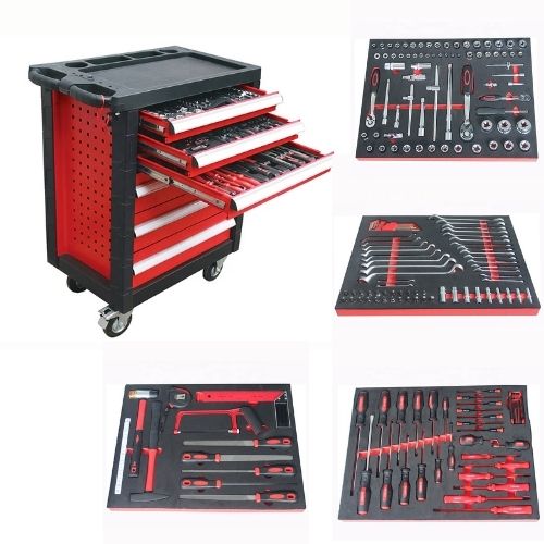 5/6/7-Drawers Roller Tool Cabinet with 196-PIECES Metric/SAE Tool KIT