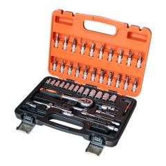 46pcs Ratchet Socket Set, Metric and SAE 1/4 24teeth Drive with Quick-Release Ratchet Handle for Auto Repairing