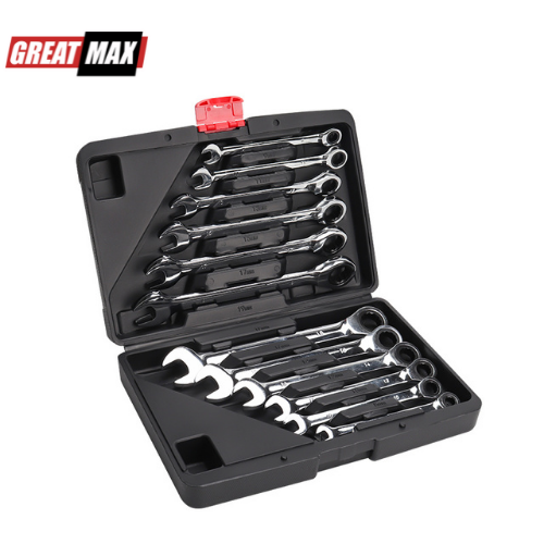 Wrench Kit Car Repair Tools Fixed Head Combination Ratchet Wrench Spanner Double Offset Ratchet Ring Set Of 12pcs 8-19mm