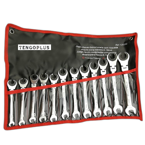 US PRO 12-Piece Flexi Head Wrench Set (8-19mm) – Socket & Open End, Chrome Vanadium Steel