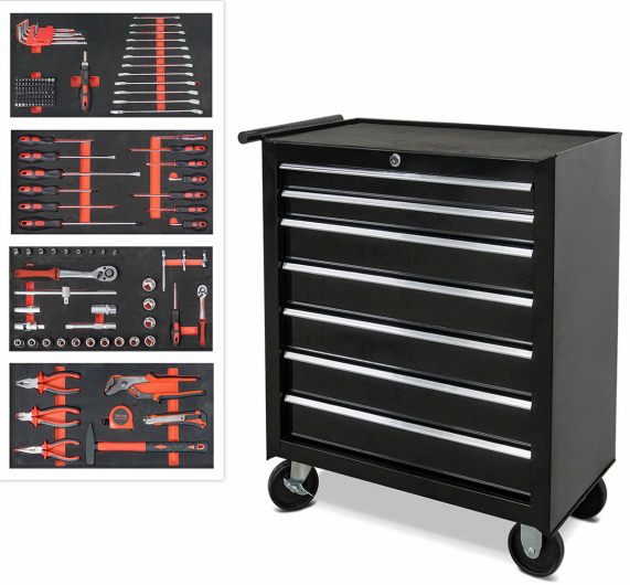 7 Drawer Tool Trolley with 159pcs tools