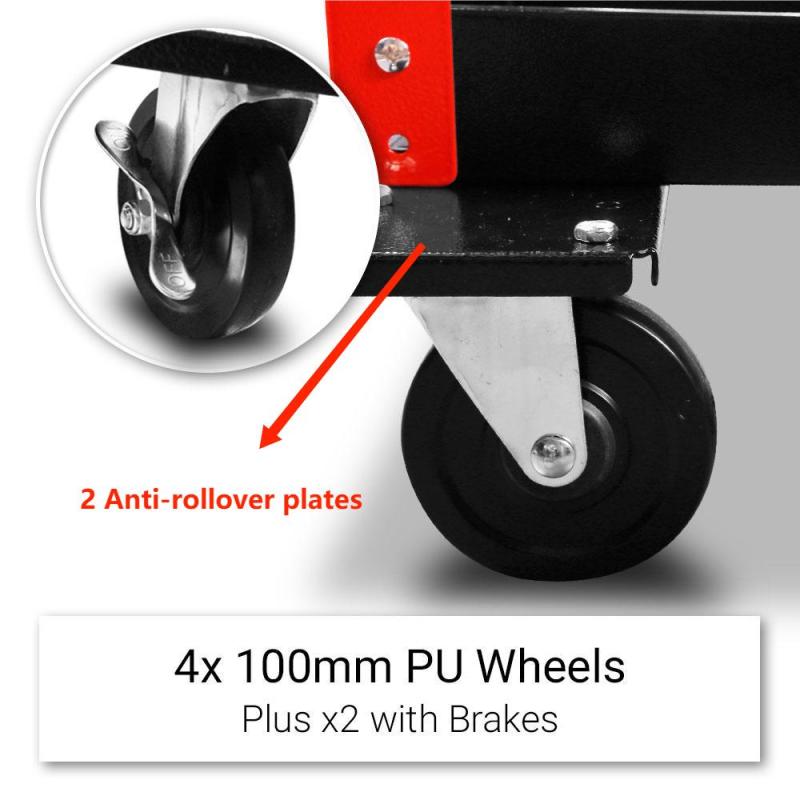 Anti-rollover & Detachable 3 drawers tool trolley