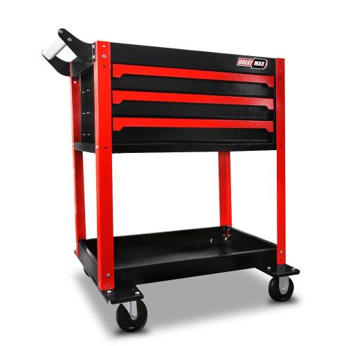 Anti-rollover &amp; Detachable 3 drawers tool trolley
