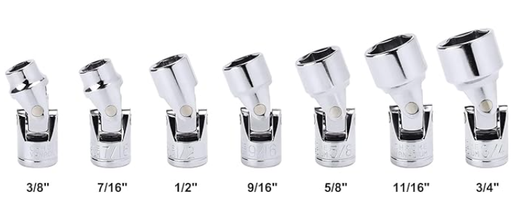 7PCES 3/8" Drive Universal Joint Socket Set