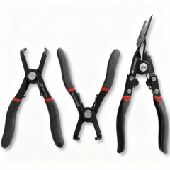 3-Piece Body Panel & Push Pin Removal Plier Set (30° & 80° Offset, 170mm / 250mm)