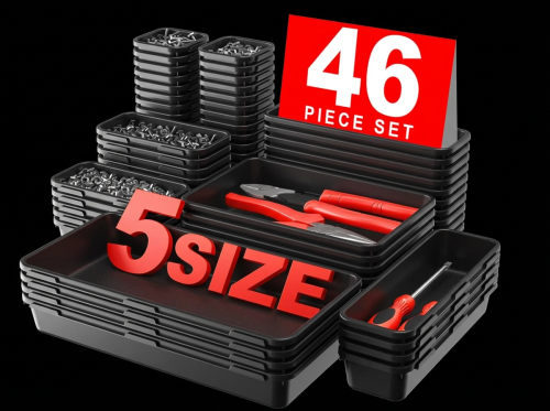 46-Piece Tool Box Organizer Tray Divider Set – 5 Sizes, Heavy-Duty Plastic