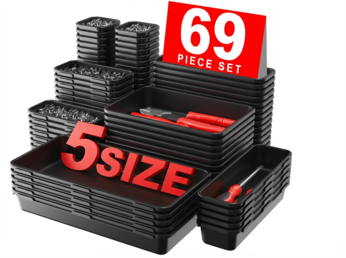 69-Piece Tool Box Organizer Tray Divider Set – 5 Sizes, Heavy-Duty Plastic