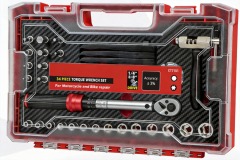 34pc 14 Drive Torque Wrench Tool Set for Motorcycle & Bike Repair (5–25Nm)