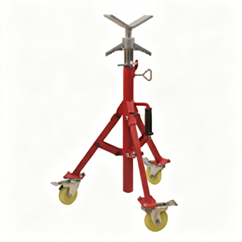 Heavy Duty Folding Leg Pipe Stand with V Head &amp; Roller – Adjustable Height, 1135kg Capacity