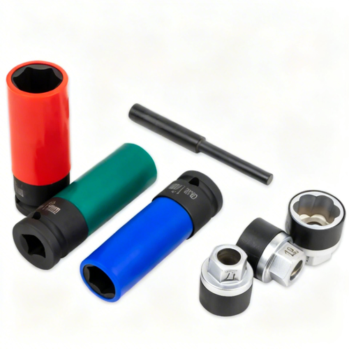 7pc 1/2 Drive Non-Marring Impact Deep Lug Nut Socket Set with Lug Nut Remover Extractors