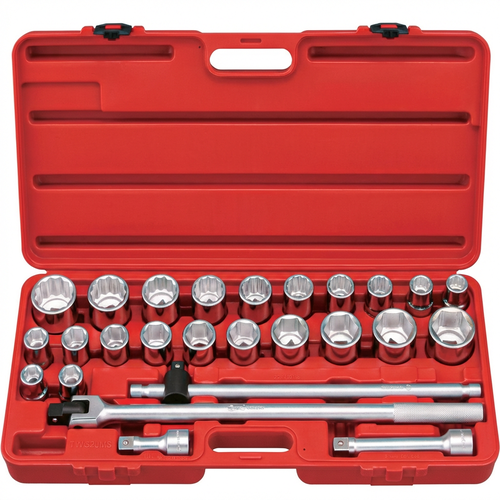 26 Piece 34 Drive Metric &amp; SAE Industrial Socket Set