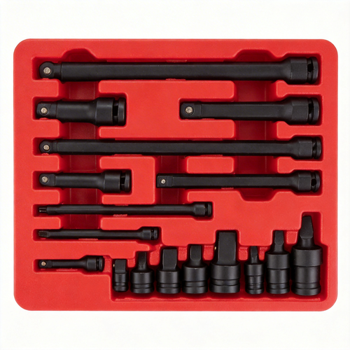 17pcs Impact Adaptor &amp; Wobble Extension Set (1/4'', 3/8'', 1/2'')