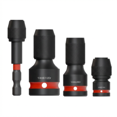 4-Piece Impact Socket to 14″ Hex Adapter Set – CR-MO Quick-Release Impact Drive Adapter Kit