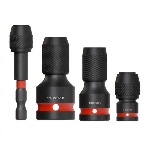 4-Piece Impact Socket to 14″ Hex Adapter Set – CR-MO Quick-Release Impact Drive Adapter Kit