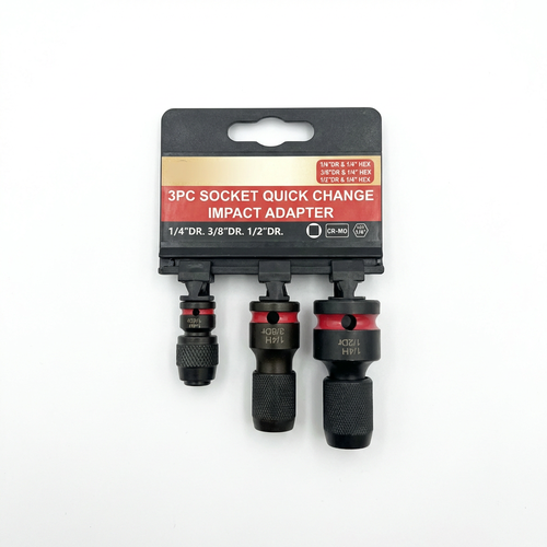 3PCS Impact Socket Adapter Set – CR-MO Square Drive to 14 Hex Quick Release Bit Holder
